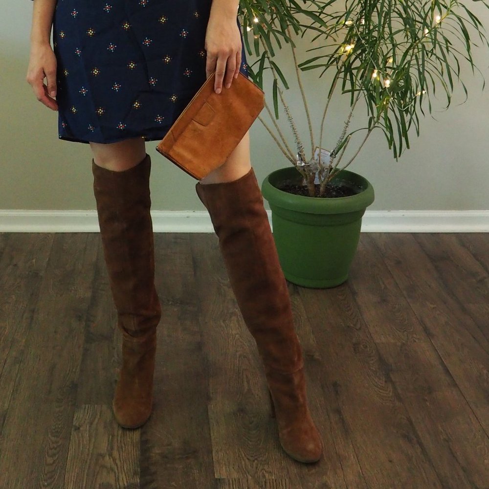 Vintage Leather Clutch Tan Small Purse Evening - Picture 4 of 16